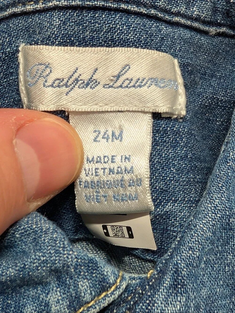 Ralph Lauren Baby Toddler Girls 24M Denim Button Blue Shirt Dress